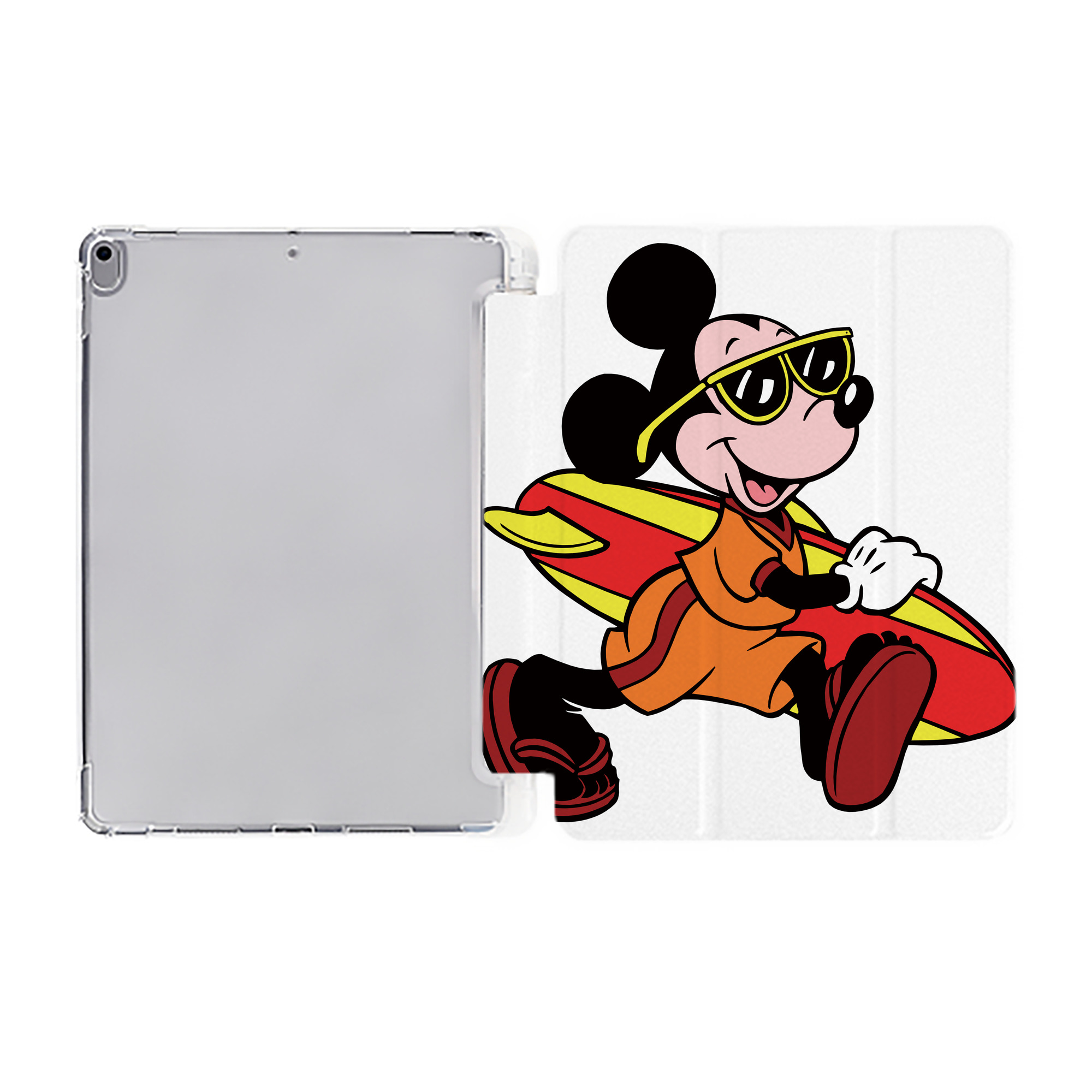（画像用） ミッキーマウス Mickey Mouse IPad ケース ペン収納付き 三つ折りスタンド PUレザー×シリコン 対応機種9.5/10.5/10.9インチ